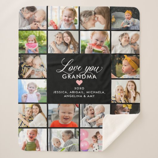 Liebe Sie Oma/Nana/Granny 20-Foto Collage Sherpadecke (Vorderseite)