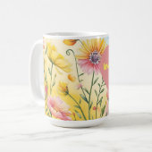 Liebe Sie Oma Wildblume rosa Herz Kaffeetasse (Vorderseite Links)