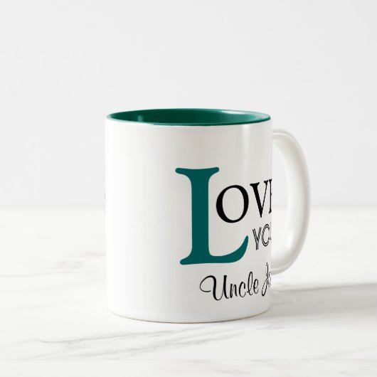 Liebe Sie Onkel individueller Name Zweifarbige Tasse (VorderseiteRechts)