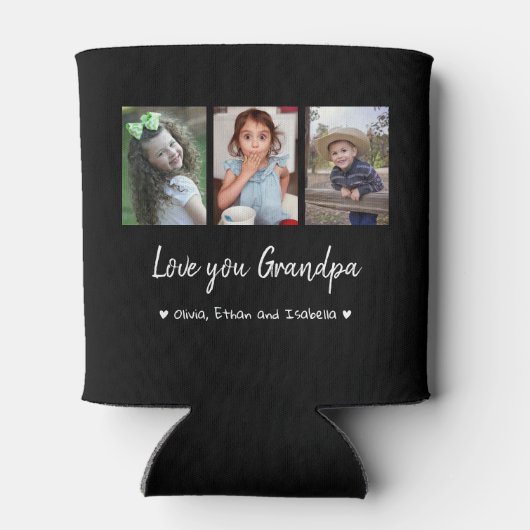 Liebe Sie Opa 3 FotoCollage Schwarz Dosenkühler (Rückseite)
