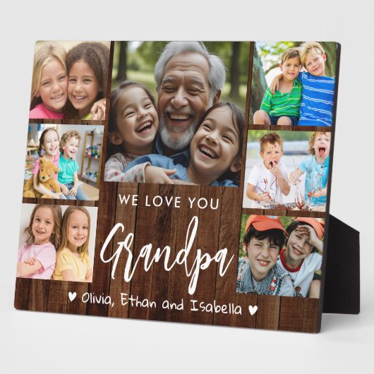 Liebe Sie Opa 7 Foto Rustikaler Holzpfeifer Fotoplatte (Seite)