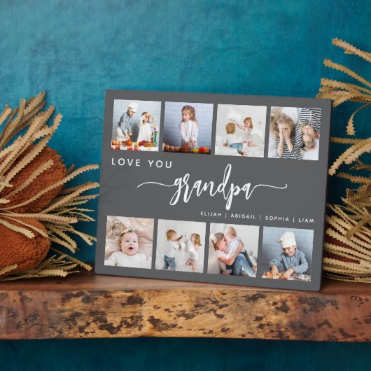 Liebe Sie Opa 8 Foto Collage Grau Fotoplatte (Seite)