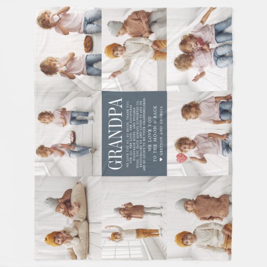 Liebe Sie Opa | Benutzerdefinierte Nachrichtendate Fleecedecke (Vorderseite)