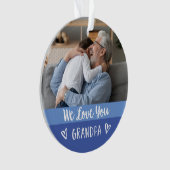 Liebe Sie Opa | Blauer Farbblock Zwei Fotos Ornament (Vorderseite)