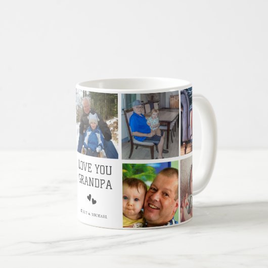 Liebe Sie Opa | Custom Foto Collage Coffee Tasse (VorderseiteRechts)