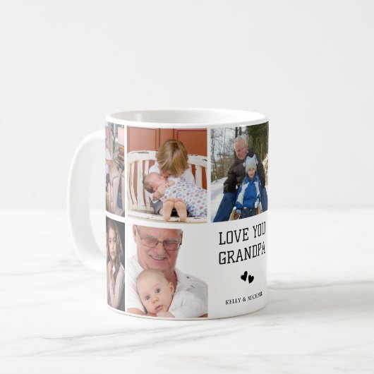 Liebe Sie Opa | Custom Foto Collage Coffee Tasse (Vorderseite Links)