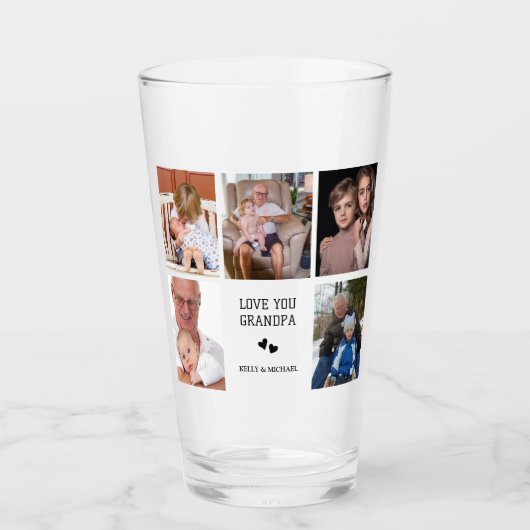Liebe Sie, Opa | Custom Foto Collage Glass Cup Glas (Vorderseite)
