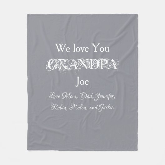 Liebe Sie Opa Einfache Skripte Kinder Name Niedlic Fleecedecke (Vorderseite)
