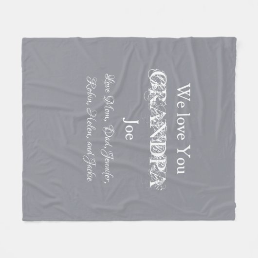 Liebe Sie Opa Einfache Skripte Kinder Name Niedlic Fleecedecke (Vorderseite (Horizontal))