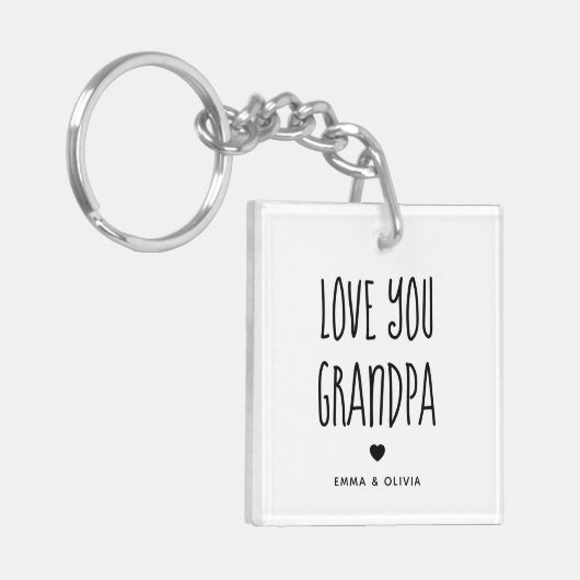 Liebe Sie Opa | Foto Zurück und Handgeschriebener Schlüsselanhänger (Vorderseite links)