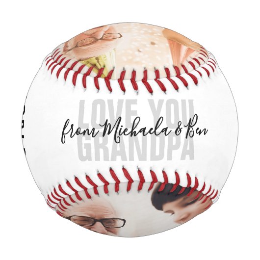 Liebe Sie Opa/Grampy/andere 2-Foto Baseball (Rückseite)
