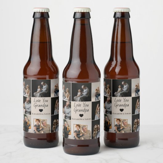 Liebe Sie Opa mit Herz und Fotos - Bierflaschenetikett (Flaschen)