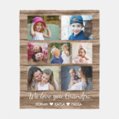 Liebe Sie Opa Rustikales Holz 7 FotoCollage Fleecedecke (Vorderseite)