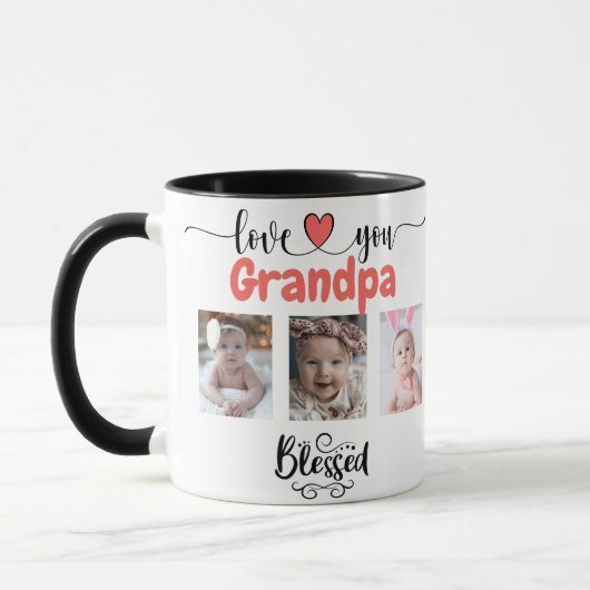 Liebe Sie Opa segnete 6 Foto individuelle Collage Tasse (Links)