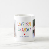 Liebe Sie Opa  | Zwei Foto Regenbogenfarbener Text Kaffeetasse (Mittel)