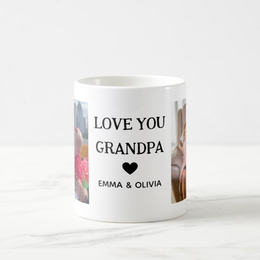 Liebe Sie Opa | Zwei handgeschriebene Fotos Kaffeetasse (Mittel)