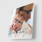 Liebe Sie Papa New Dad Custom Baby Foto Quadratische Wanduhr (Winkel)