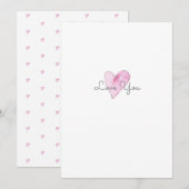 Liebe Sie Pink Artisan Watercolor Herzmuster Mitteilungskarte (Vorne/Hinten)