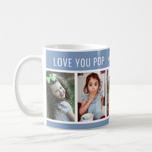 Liebe Sie Pop Grandkids 5 Foto Collage Blau Kaffeetasse (Links)