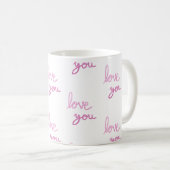 Liebe Sie rosa Handschriftmuster Kaffeetasse (VorderseiteRechts)