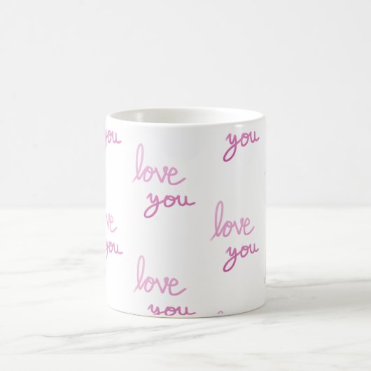 Liebe Sie rosa Handschriftmuster Kaffeetasse (Mittel)