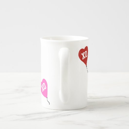 Liebe Sie rosa Herzen Porzellantasse (Rückseite)