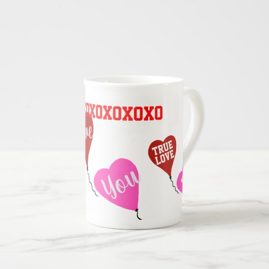 Liebe Sie rosa Herzen Porzellantasse (Vorderseite Rechts)