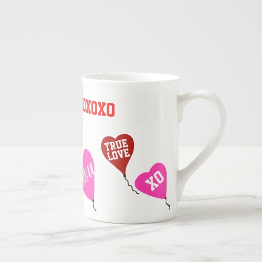 Liebe Sie rosa Herzen Porzellantasse (Rechts)