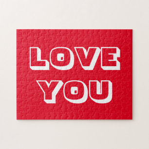 Liebe Sie rot-weiß-moderne fette Typografie Puzzle
