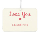 Liebe Sie rotes Herz personalisiert weiß Autolufterfrischer (Rückseite)