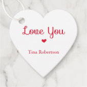 Liebe Sie rotes Herz personalisiert weiß Geschenkanhänger (Vorderseite)