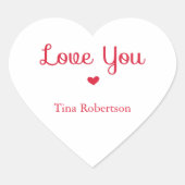 Liebe Sie rotes Herz personalisiert weiß Herz-Aufkleber (Vorderseite)