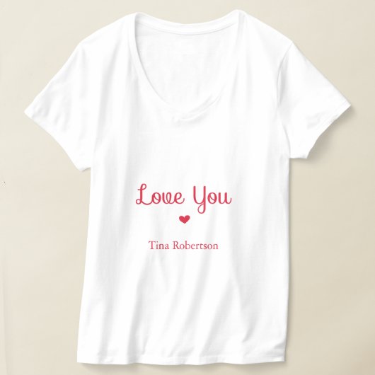 Liebe Sie rotes Herz personalisiert weiß T-Shirt (Ablage )