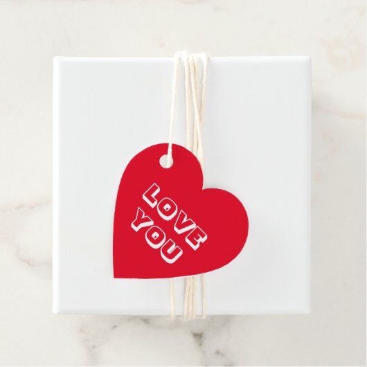 Liebe Sie rotes, modernes, gewagtes typografisches Geschenkanhänger (Beispiel)