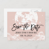 Liebe Sie Save the Date zum Mond und zurück rot Ankündigungspostkarte (Vorne/Hinten)