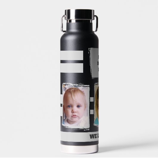 Liebe Sie schwarz grau besten Papa je 3 Fotos Trinkflasche (Vorne)