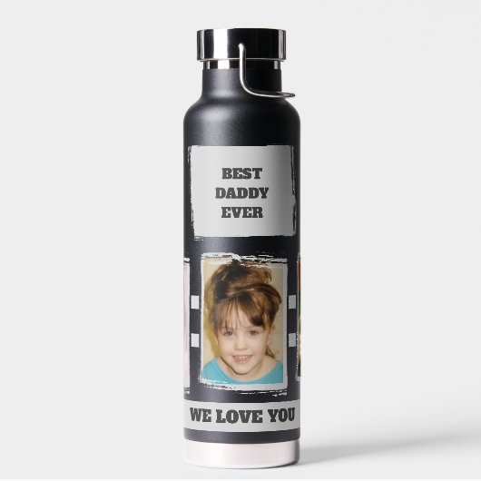 Liebe Sie schwarz grau besten Papa je 3 Fotos Trinkflasche (Links)
