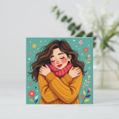 Liebe Sie selbst | Mädchen umarmt sich selbst (Stehend Vorderseite)