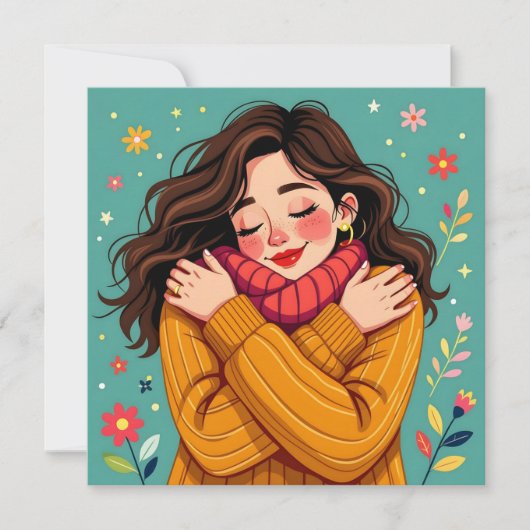 Liebe Sie selbst | Mädchen umarmt sich selbst (Vorderseite)