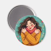 Liebe Sie selbst | Mädchen umarmt sich selbst Magnet (Vorderseite/Rückseite)