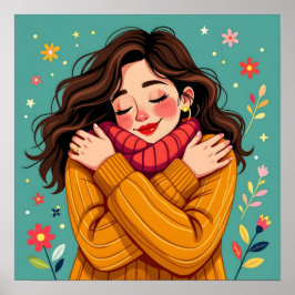 Liebe Sie selbst | Mädchen umarmt sich selbst Poster