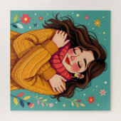 Liebe Sie selbst | Mädchen umarmt sich selbst Puzzle (Horizontal)