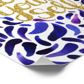 Liebe Sie selbst Motivierend Zitat Blau & Glitzer Poster (Ecke)