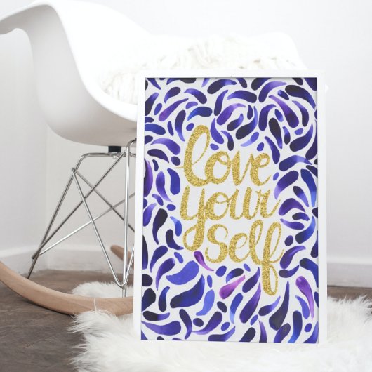 Liebe Sie selbst Motivierend Zitat Blau & Glitzer Poster