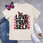 Liebe Sie selbst Schmetterling und Blume Grafik Tri-Blend Shirt