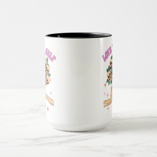 Liebe Sie selbst Skull Bouquet Valentine Retro Ros Tasse (Zentrum)