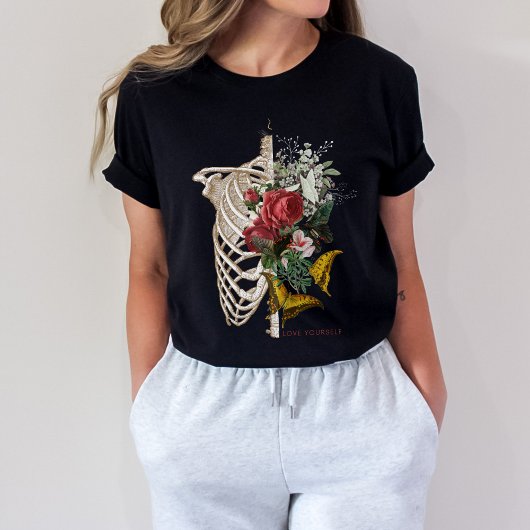 Liebe Sie selbst T - Shirt | Skeletton-Blume