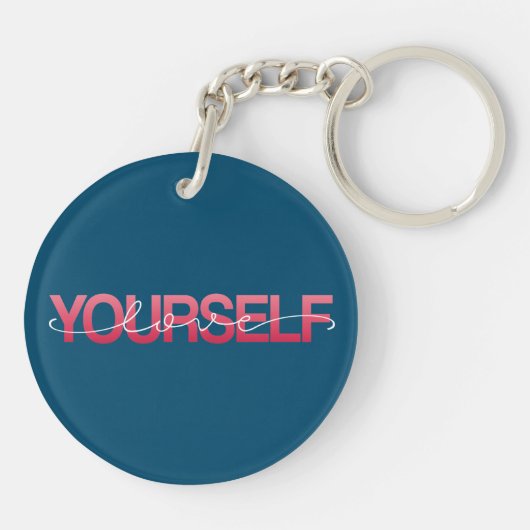 Liebe Sie selbst Valentine Calligraphie | Schlüsse Schlüsselanhänger (Rückseite)