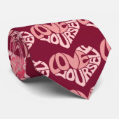Liebe Sie selbst Zwei-Tonen-Rosa-Herz-Wort Krawatte (Gerollt)