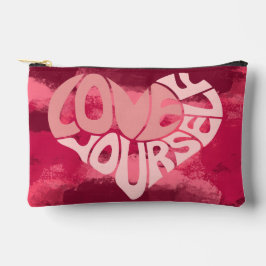 Liebe Sie selbst Zwei-Tonen-Rosa-Herz-Wort Zubehörtasche